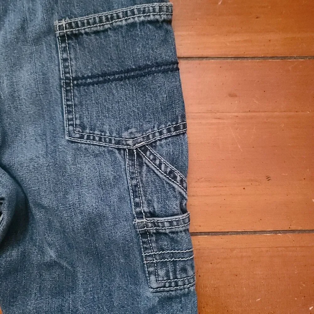 OshKosh B'Gosh Vestbak Denim Carpenter Overalls 24M Blue USA Snap Vintage